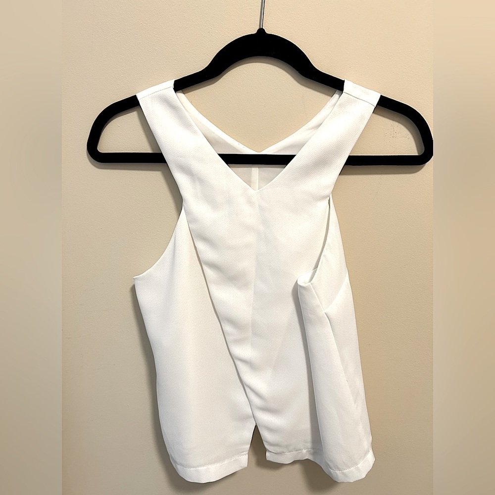Small white Sis Sis racer back and racer front classy tank top. Fully lined.
